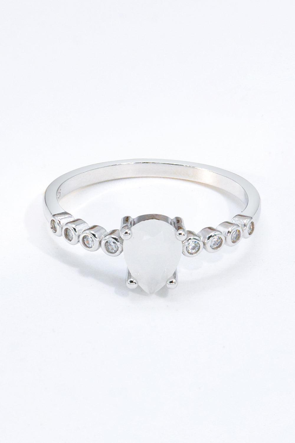 Teardrop Natural Moonstone Ring BLUE ZONE PLANET