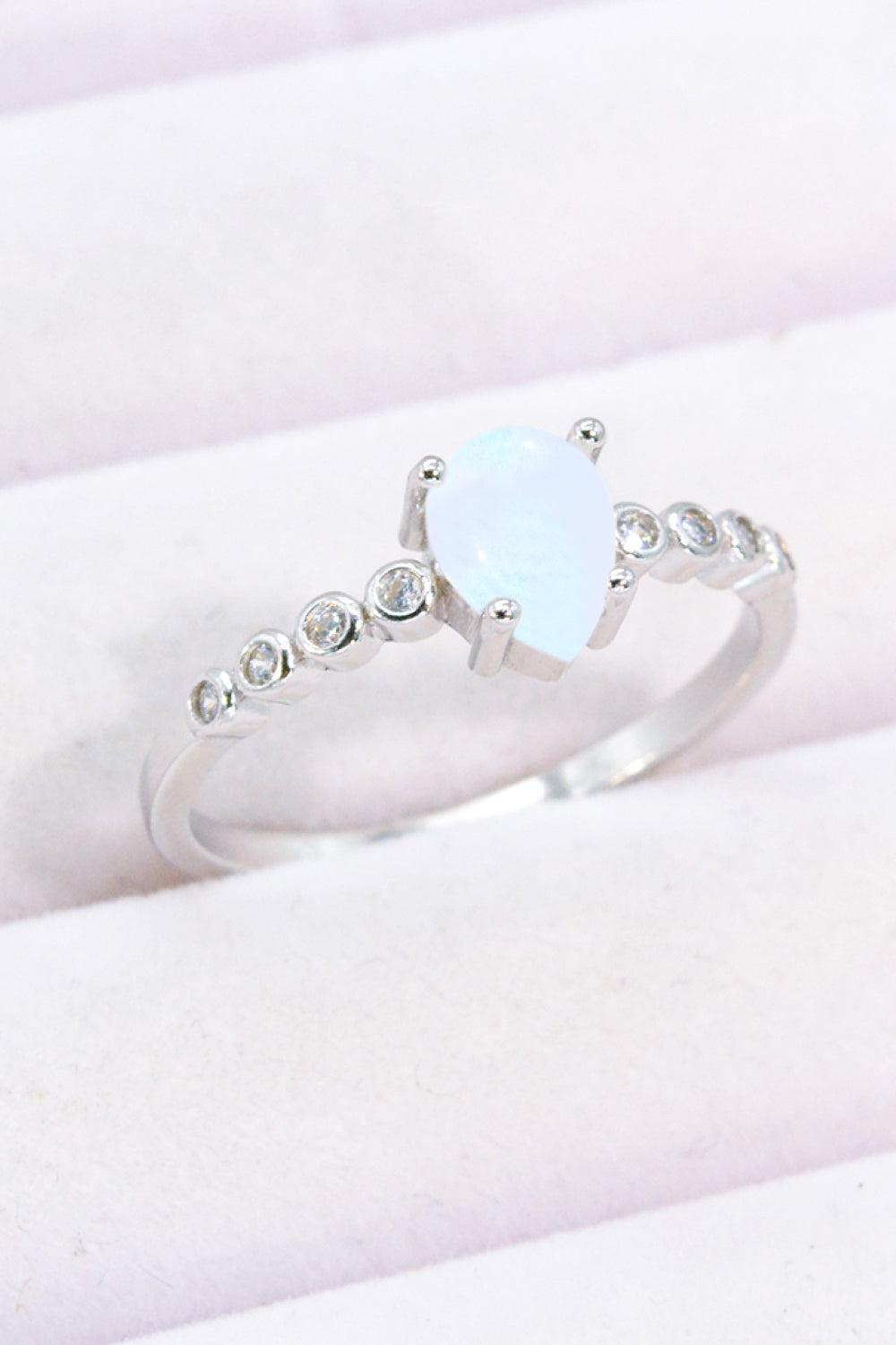 Teardrop Natural Moonstone Ring BLUE ZONE PLANET
