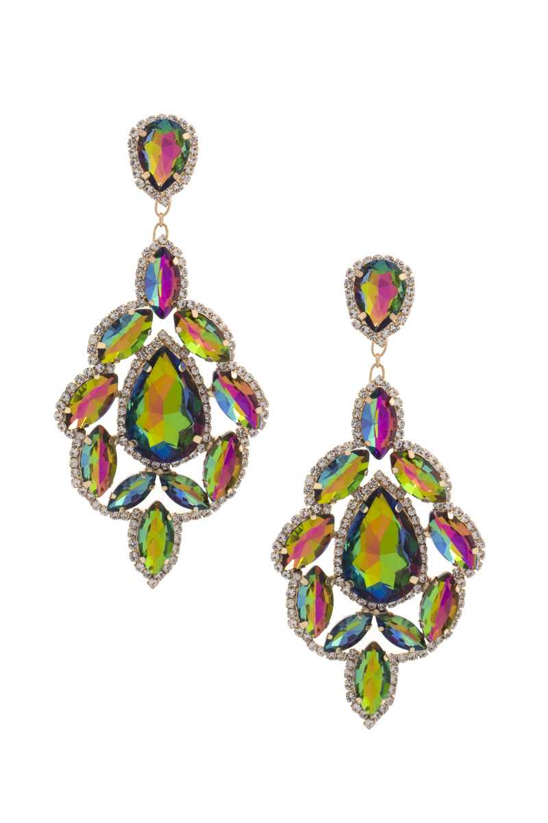 Teardrop Rhinestone Dangle Earring Blue Zone Planet