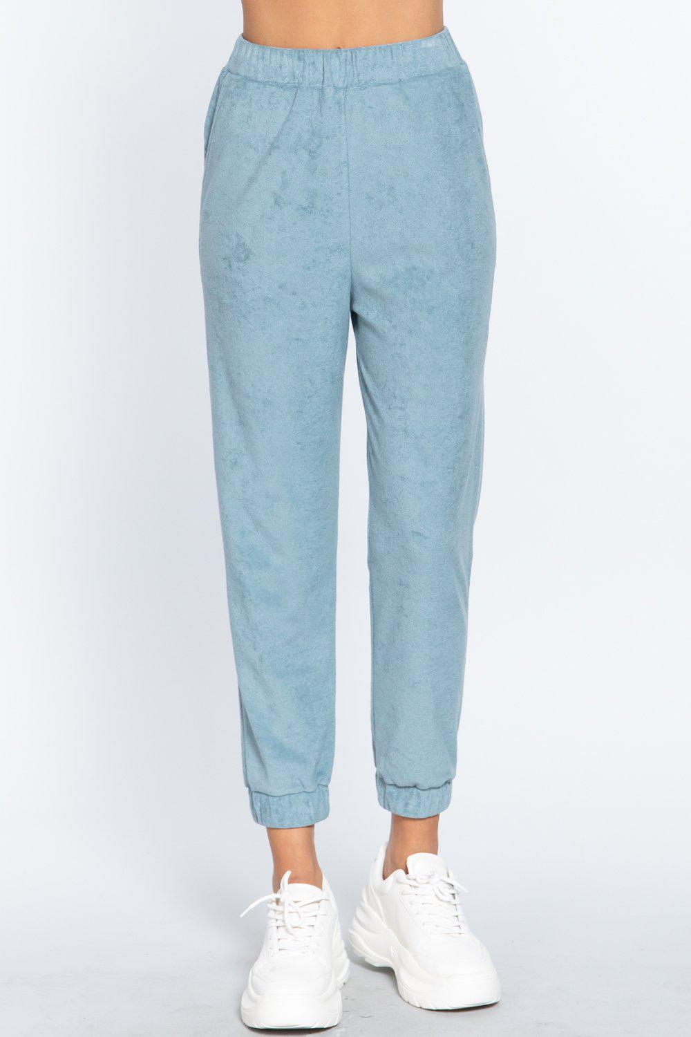 Terry Towelling Long Jogger Pants Blue Zone Planet
