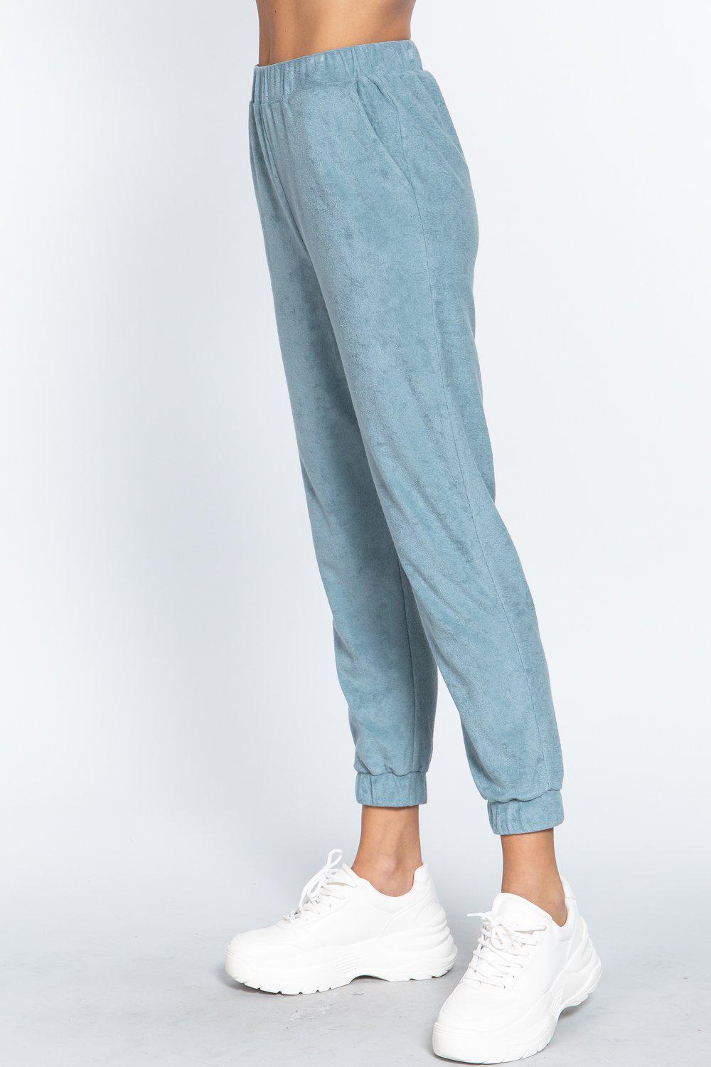Terry Towelling Long Jogger Pants Blue Zone Planet
