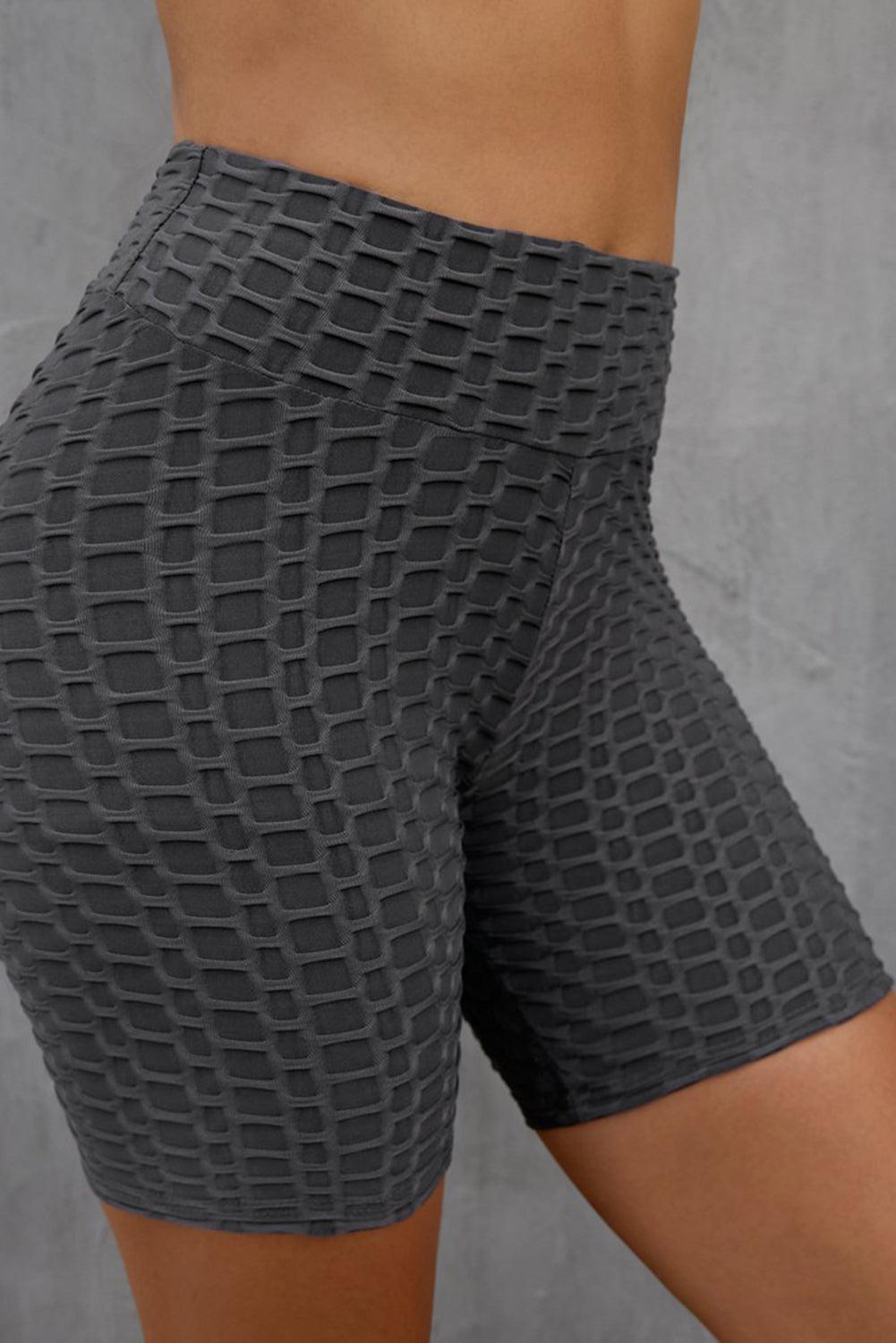 Textured High Waisted Biker Shorts BLUE ZONE PLANET
