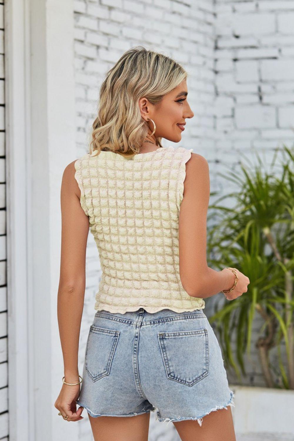 Textured Round Neck Tank BLUE ZONE PLANET