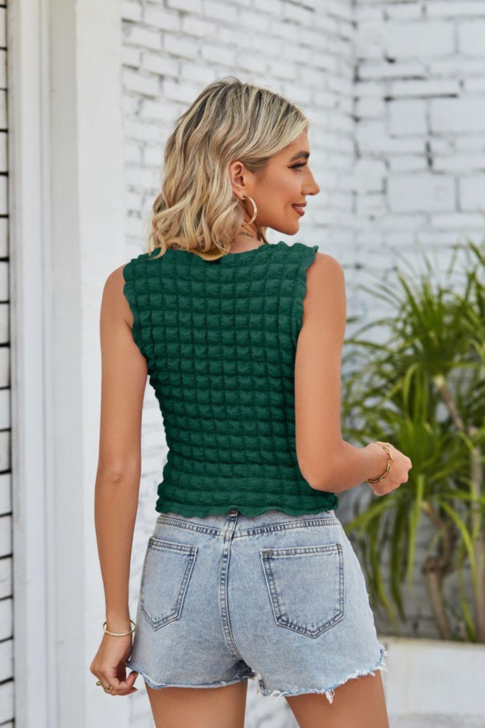 Textured Round Neck Tank BLUE ZONE PLANET