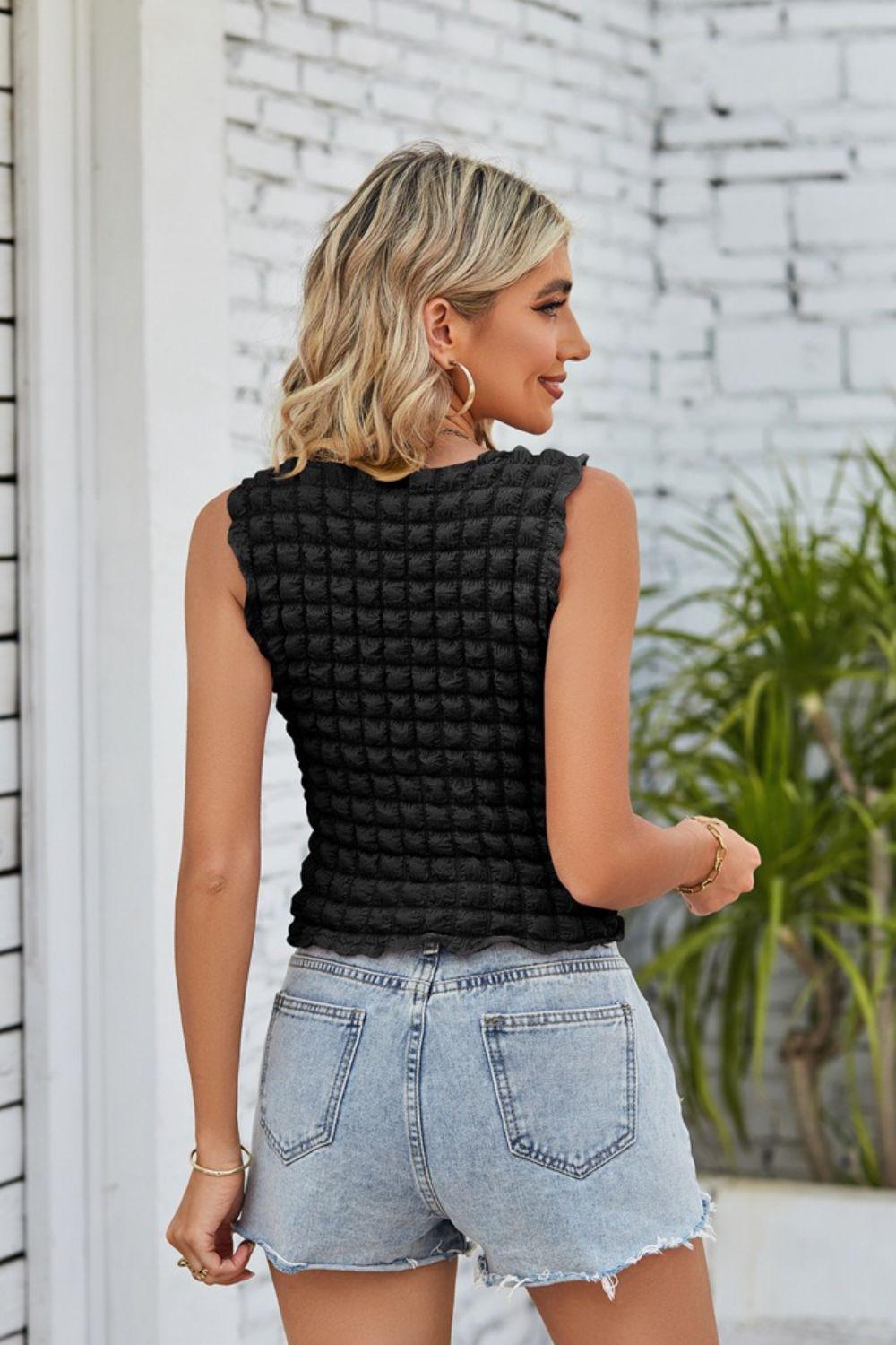 Textured Round Neck Tank BLUE ZONE PLANET