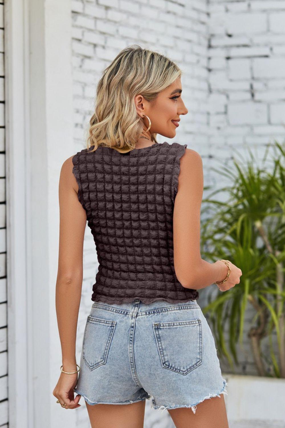 Textured Round Neck Tank BLUE ZONE PLANET