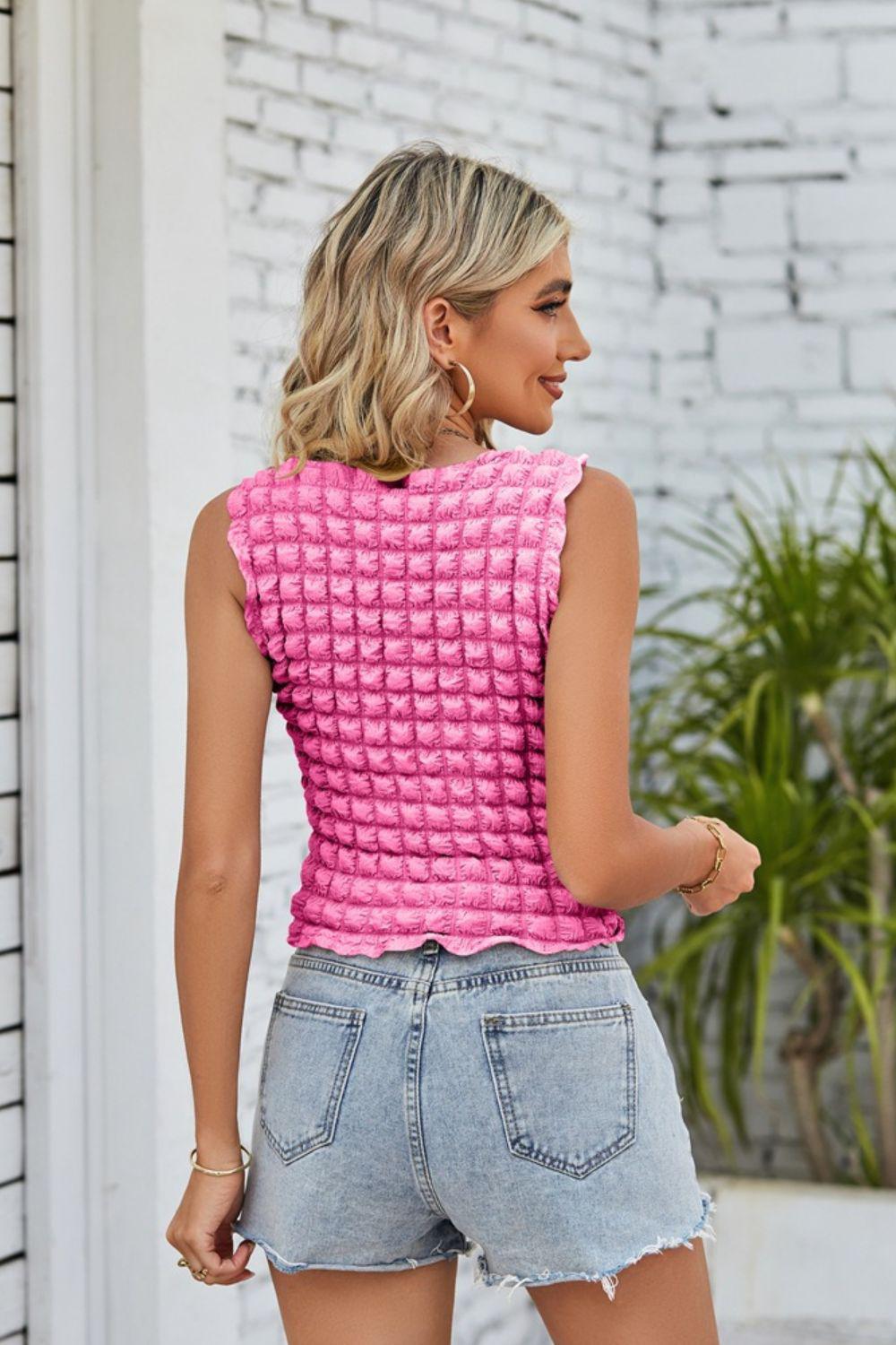 Textured Round Neck Tank BLUE ZONE PLANET