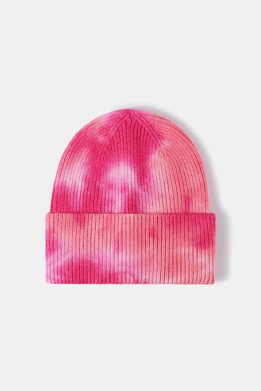 Tie-Dye Cuffed Rib-Knit Beanie Hat BLUE ZONE PLANET