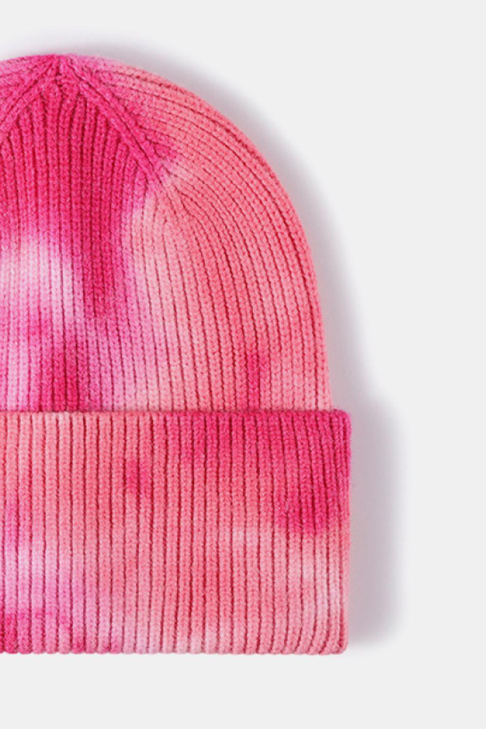 Tie-Dye Cuffed Rib-Knit Beanie Hat BLUE ZONE PLANET