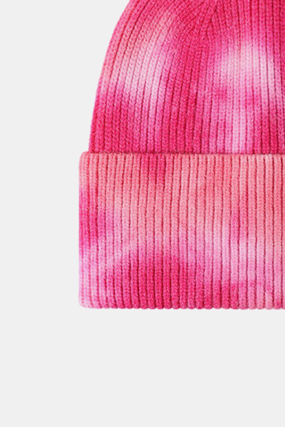 Tie-Dye Cuffed Rib-Knit Beanie Hat BLUE ZONE PLANET