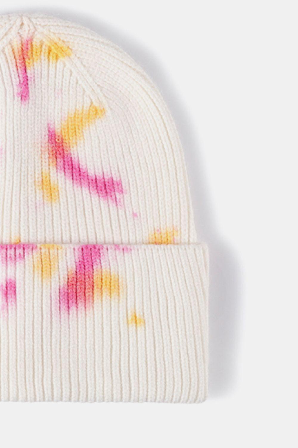 Tie-Dye Cuffed Rib-Knit Beanie Hat BLUE ZONE PLANET