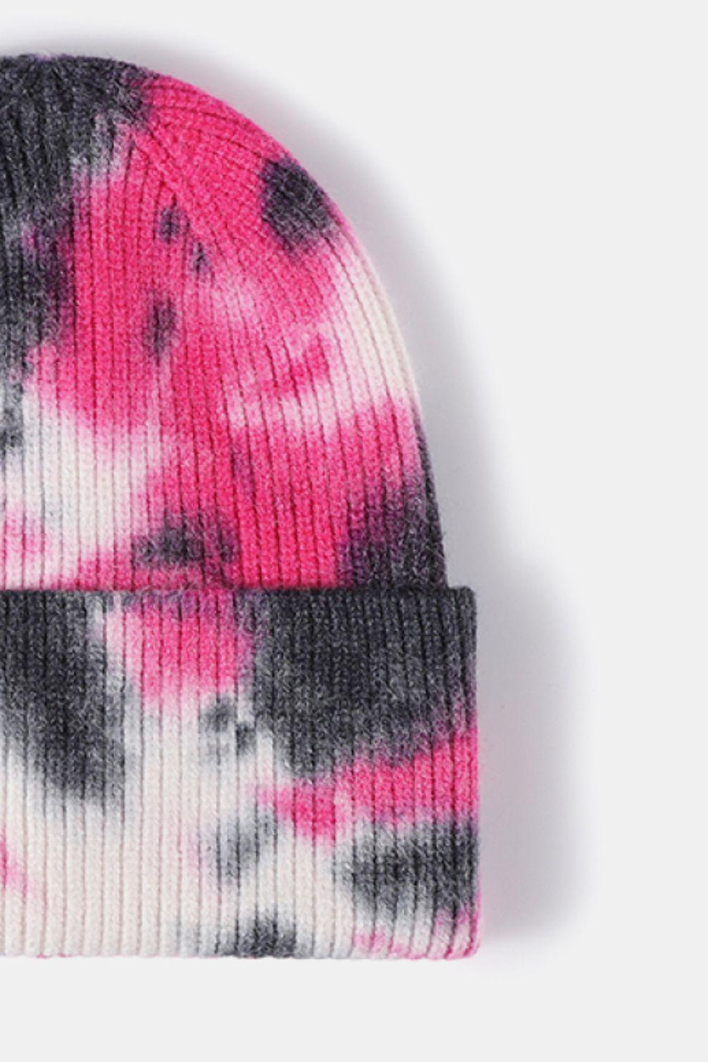 Tie-Dye Cuffed Rib-Knit Beanie Hat BLUE ZONE PLANET