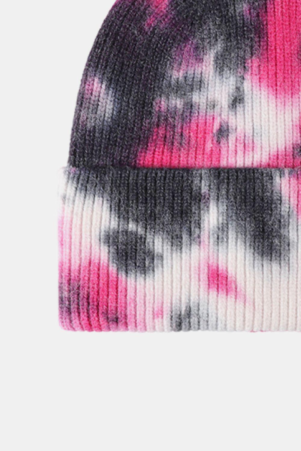 Tie-Dye Cuffed Rib-Knit Beanie Hat BLUE ZONE PLANET