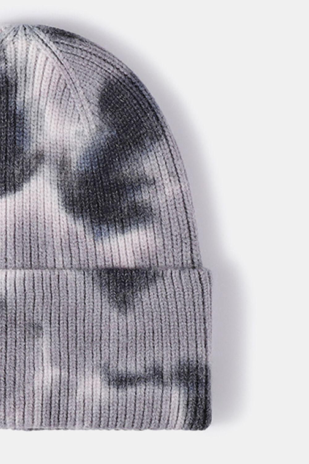 Tie-Dye Cuffed Rib-Knit Beanie Hat BLUE ZONE PLANET