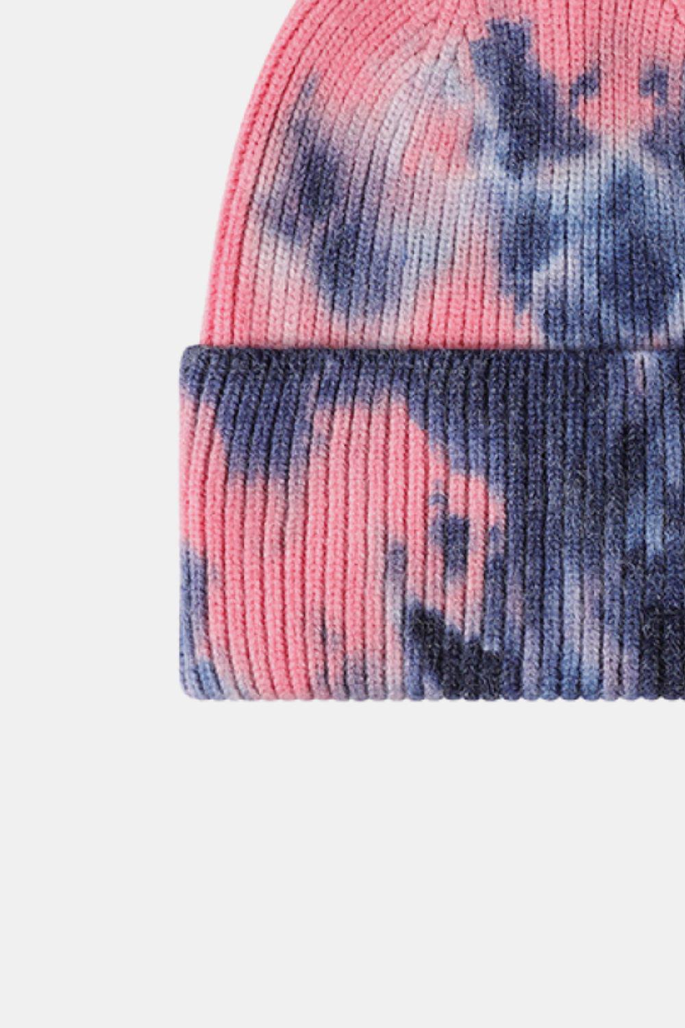 Tie-Dye Cuffed Rib-Knit Beanie Hat BLUE ZONE PLANET