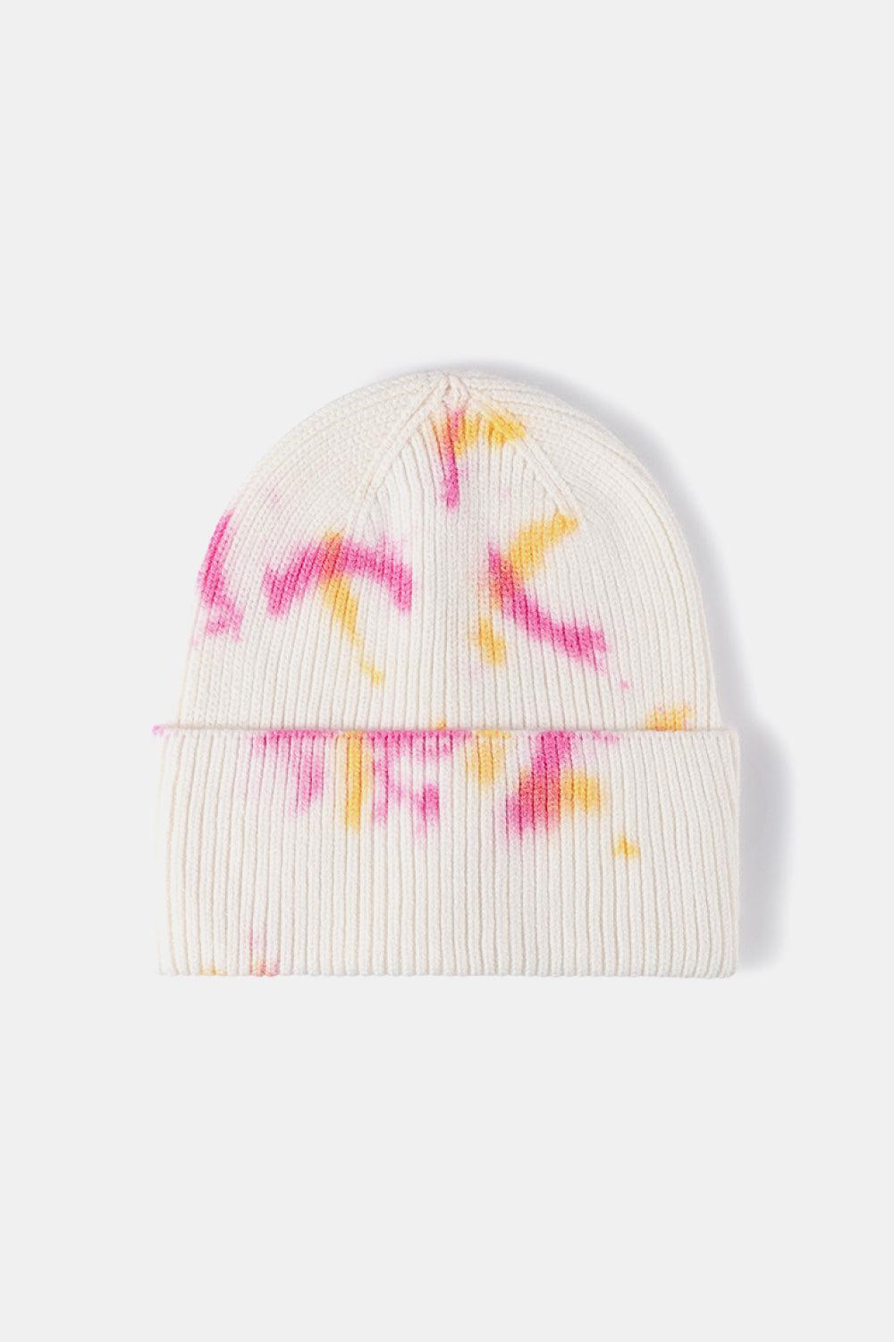 Tie-Dye Cuffed Rib-Knit Beanie Hat BLUE ZONE PLANET