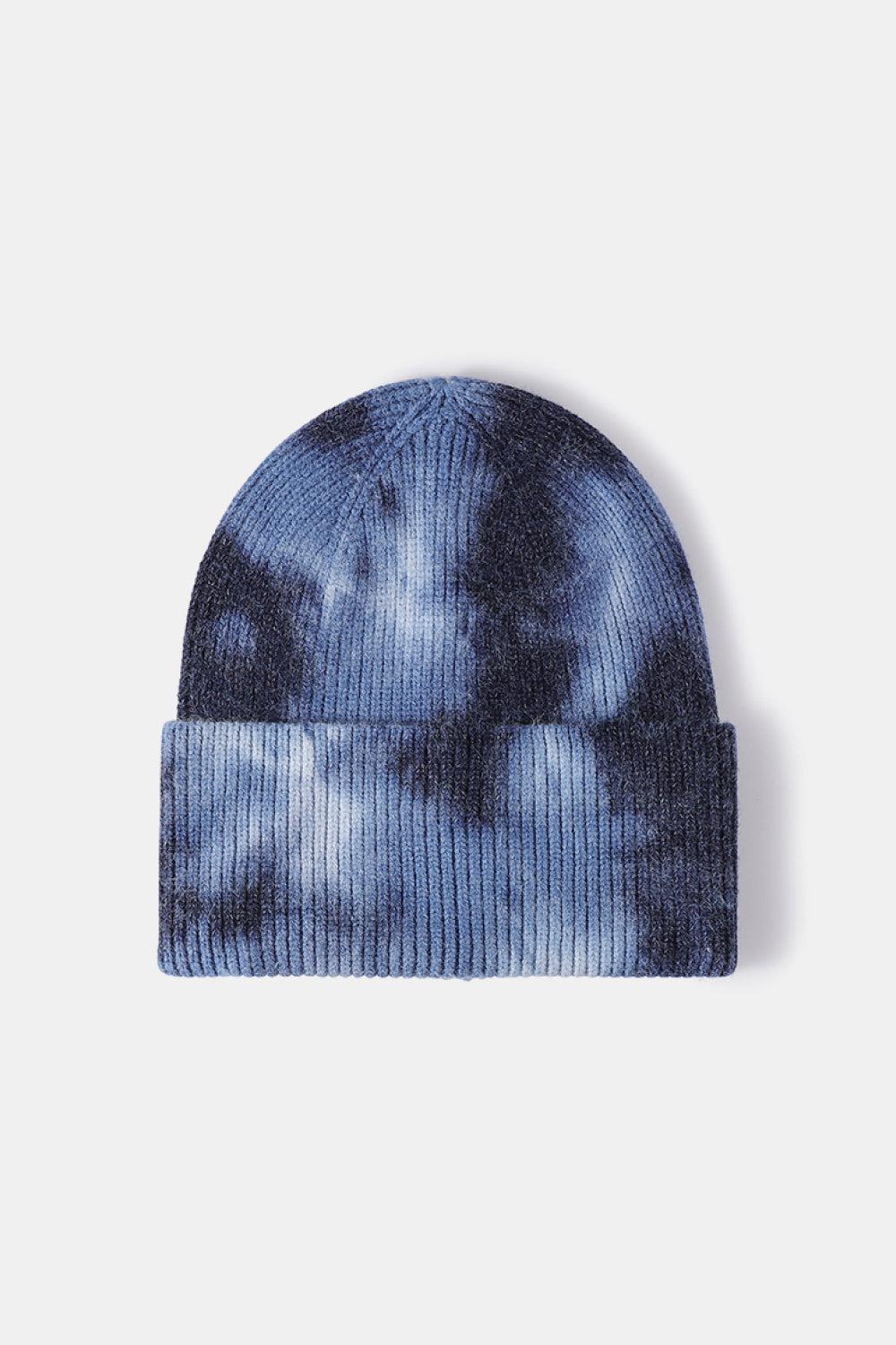 Tie-Dye Cuffed Rib-Knit Beanie Hat BLUE ZONE PLANET