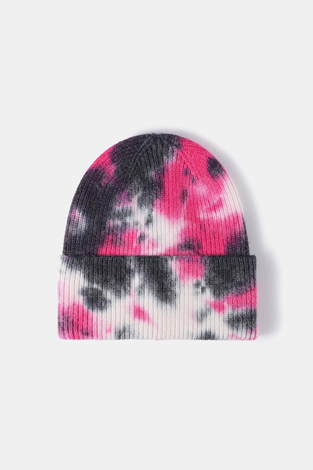 Tie-Dye Cuffed Rib-Knit Beanie Hat BLUE ZONE PLANET