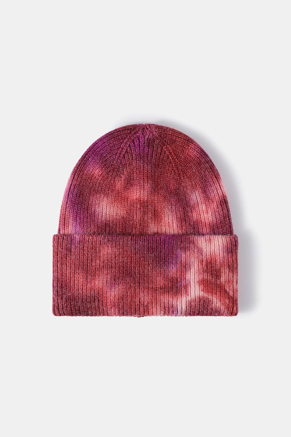 Tie-Dye Cuffed Rib-Knit Beanie Hat BLUE ZONE PLANET