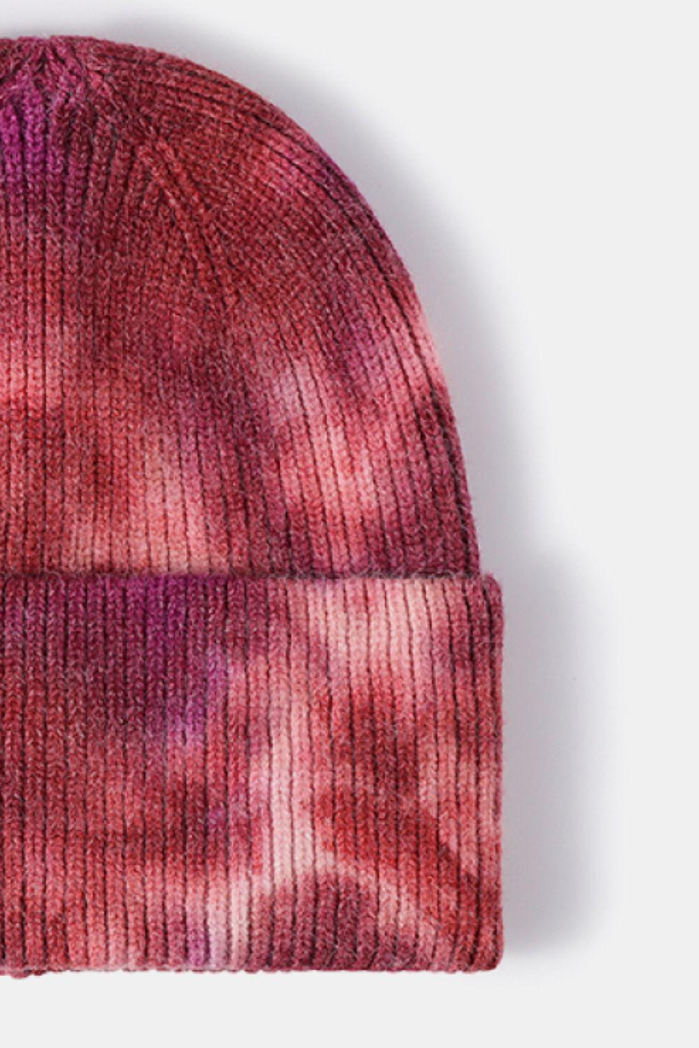 Tie-Dye Cuffed Rib-Knit Beanie Hat BLUE ZONE PLANET