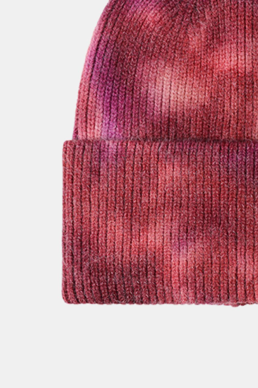 Tie-Dye Cuffed Rib-Knit Beanie Hat BLUE ZONE PLANET