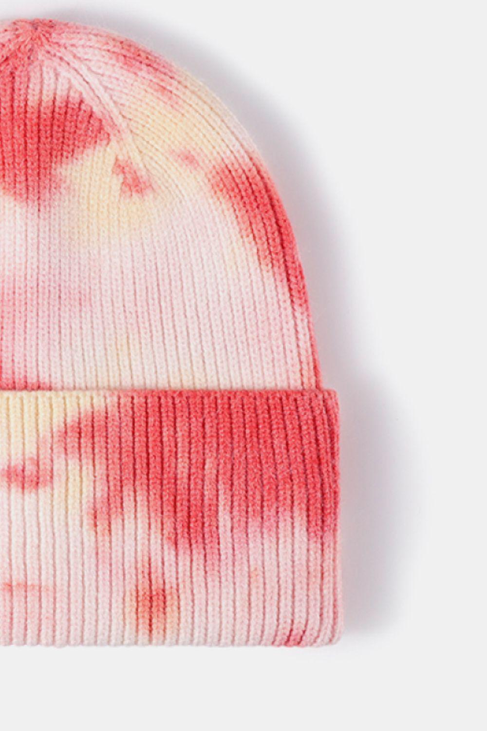Tie-Dye Cuffed Rib-Knit Beanie Hat BLUE ZONE PLANET