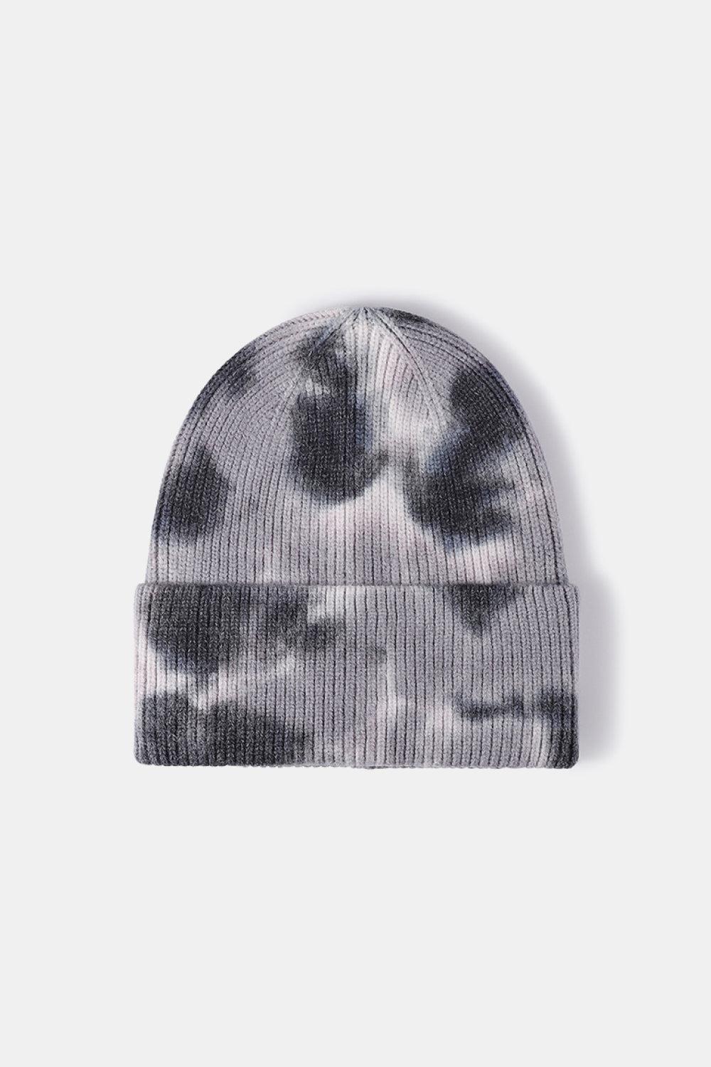 Tie-Dye Cuffed Rib-Knit Beanie Hat BLUE ZONE PLANET