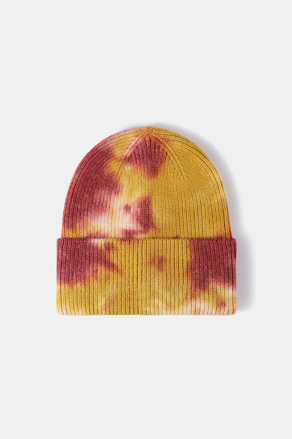 Tie-Dye Cuffed Rib-Knit Beanie Hat BLUE ZONE PLANET