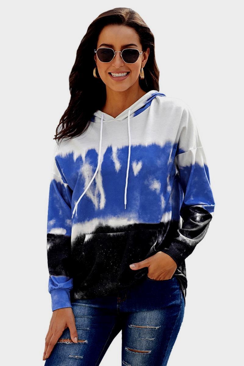 Tie Dye Drawstring Hoodie BLUE ZONE PLANET