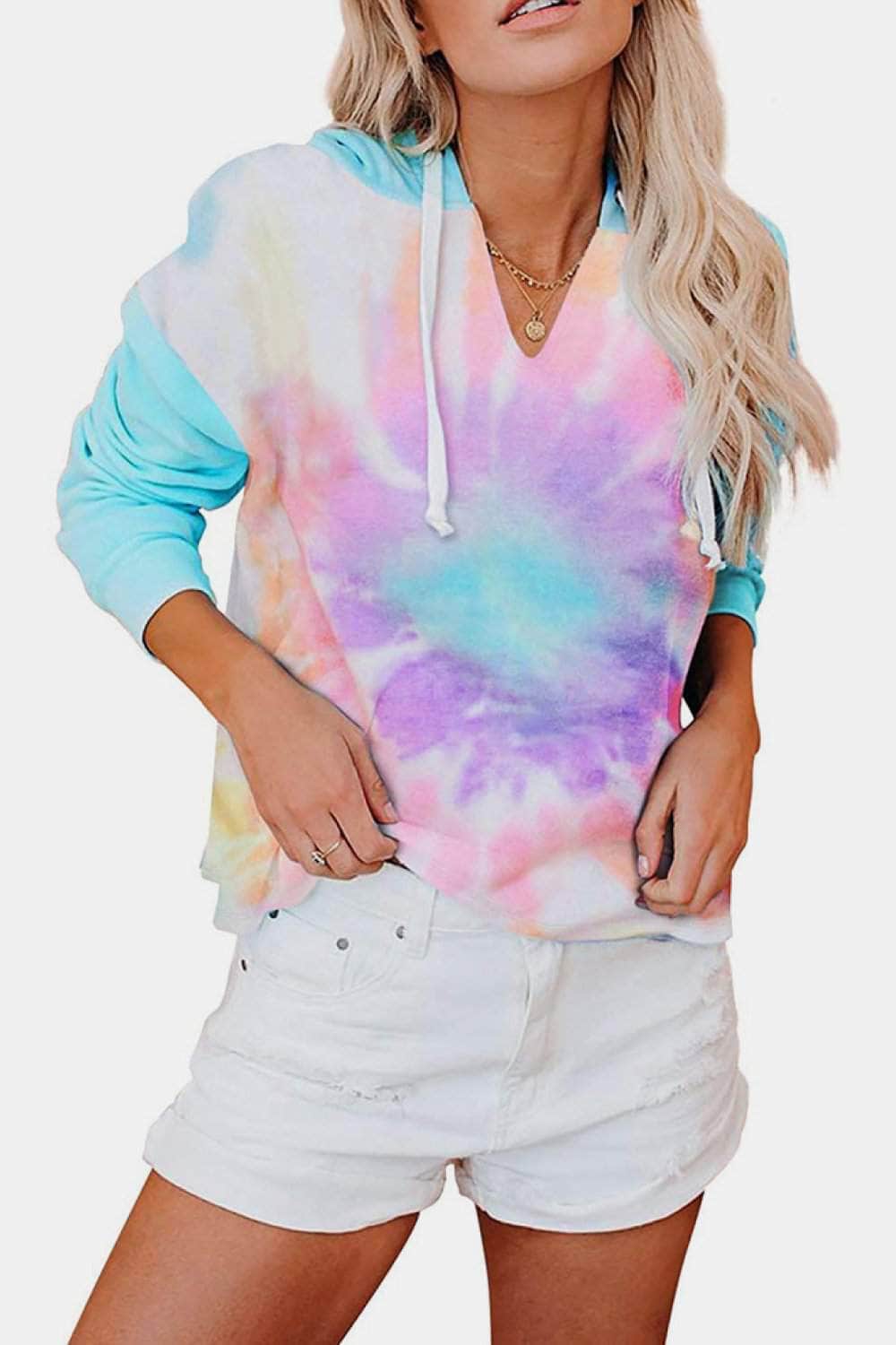 Tie-Dye Drawstring Hoodie BLUE ZONE PLANET