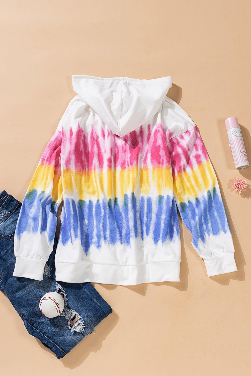 Tie-Dye Drawstring Pullover Hoodie BLUE ZONE PLANET