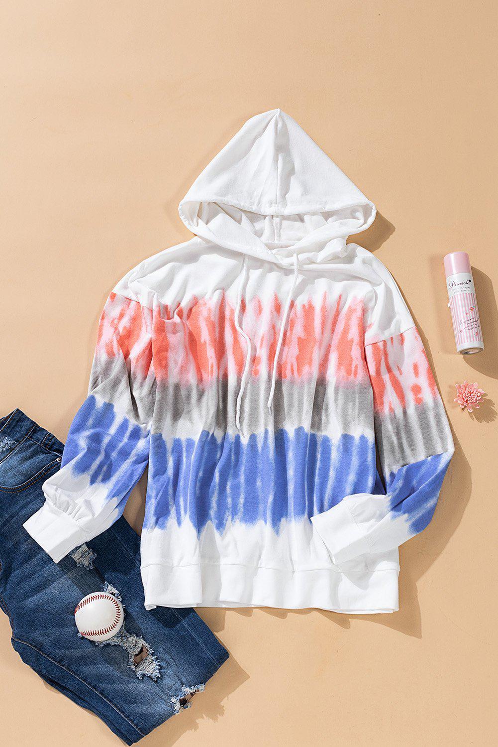 Tie-Dye Drawstring Pullover Hoodie BLUE ZONE PLANET