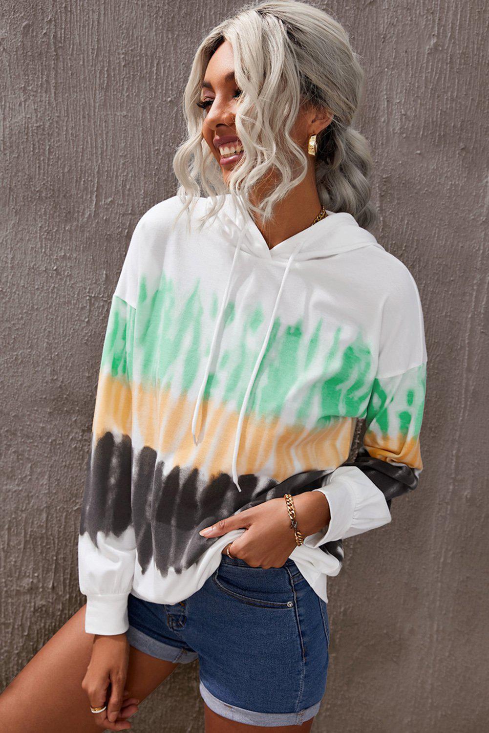 Tie-Dye Drawstring Pullover Hoodie BLUE ZONE PLANET