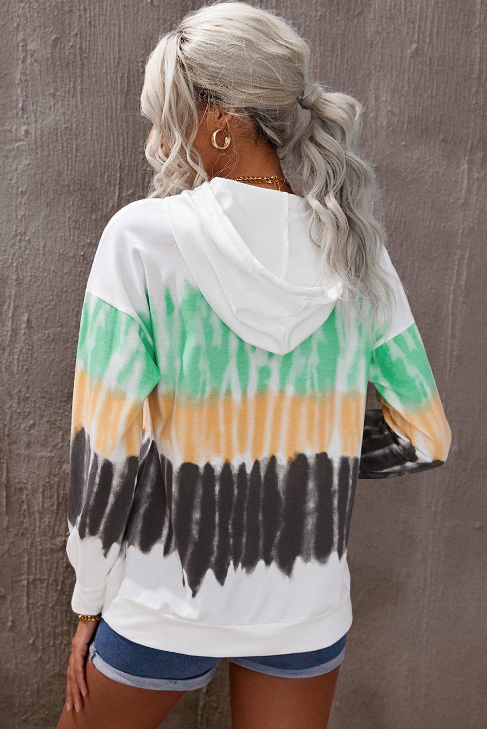 Tie-Dye Drawstring Pullover Hoodie BLUE ZONE PLANET