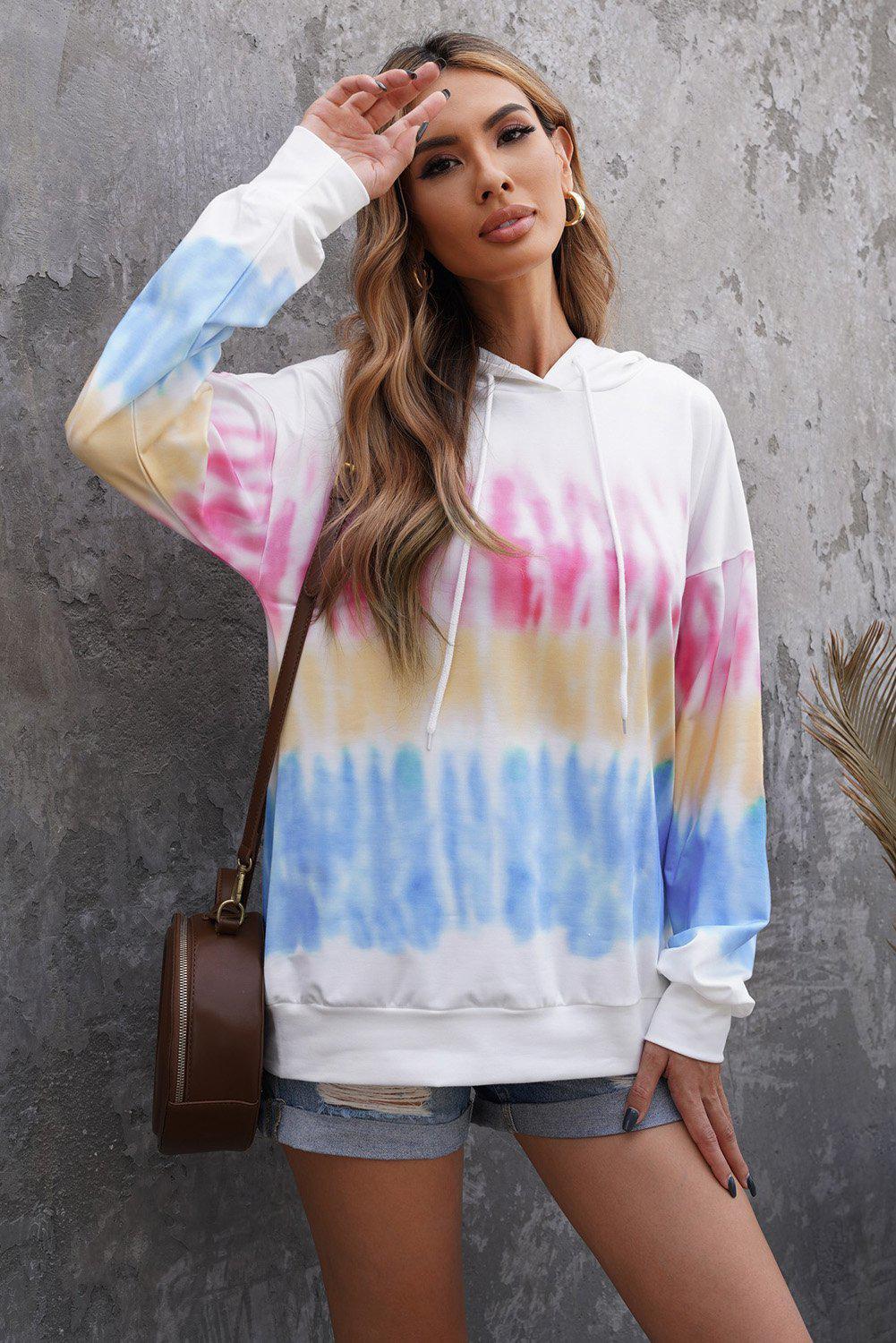 Tie-Dye Drawstring Pullover Hoodie BLUE ZONE PLANET