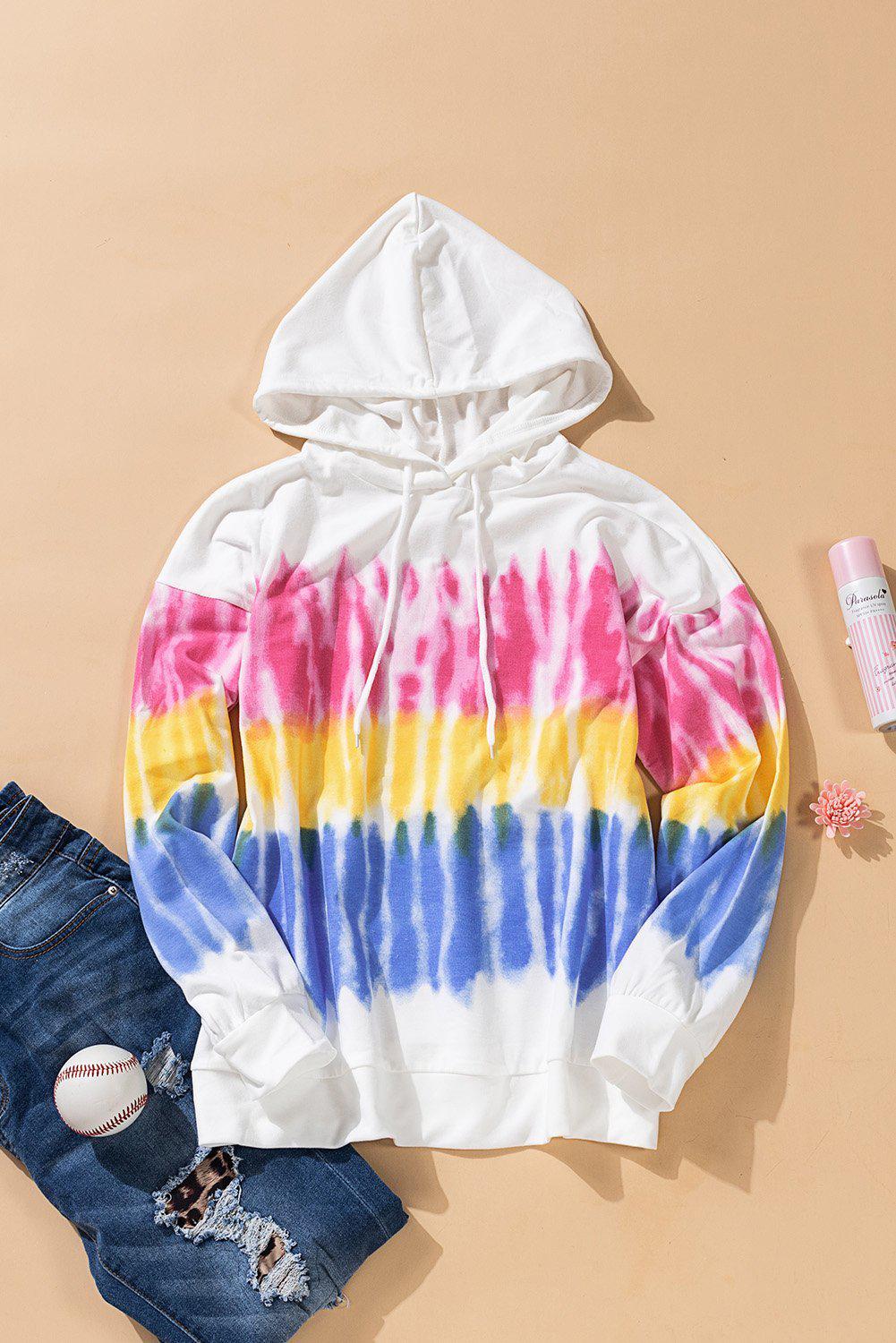 Tie-Dye Drawstring Pullover Hoodie BLUE ZONE PLANET