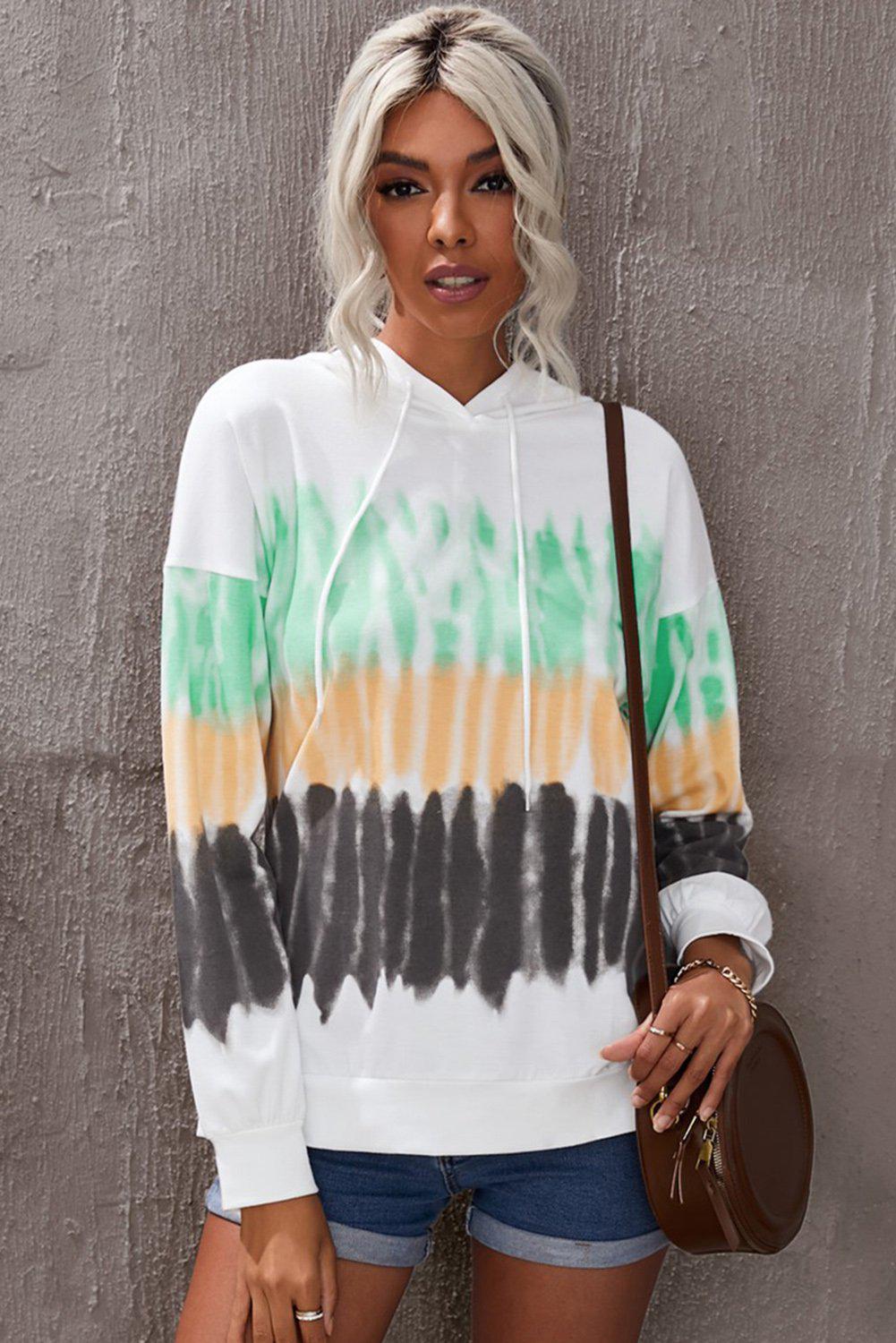 Tie-Dye Drawstring Pullover Hoodie BLUE ZONE PLANET