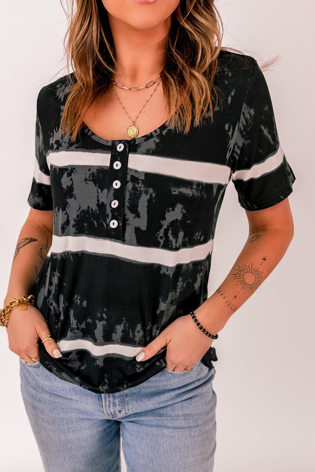 Tie-Dye Henley T-Shirt BLUE ZONE PLANET