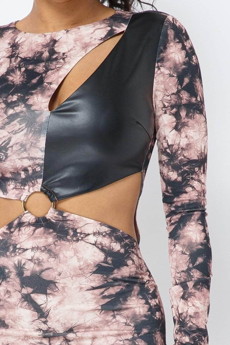 Tie Dye Long Sleeve Midi Dress Blue Zone Planet
