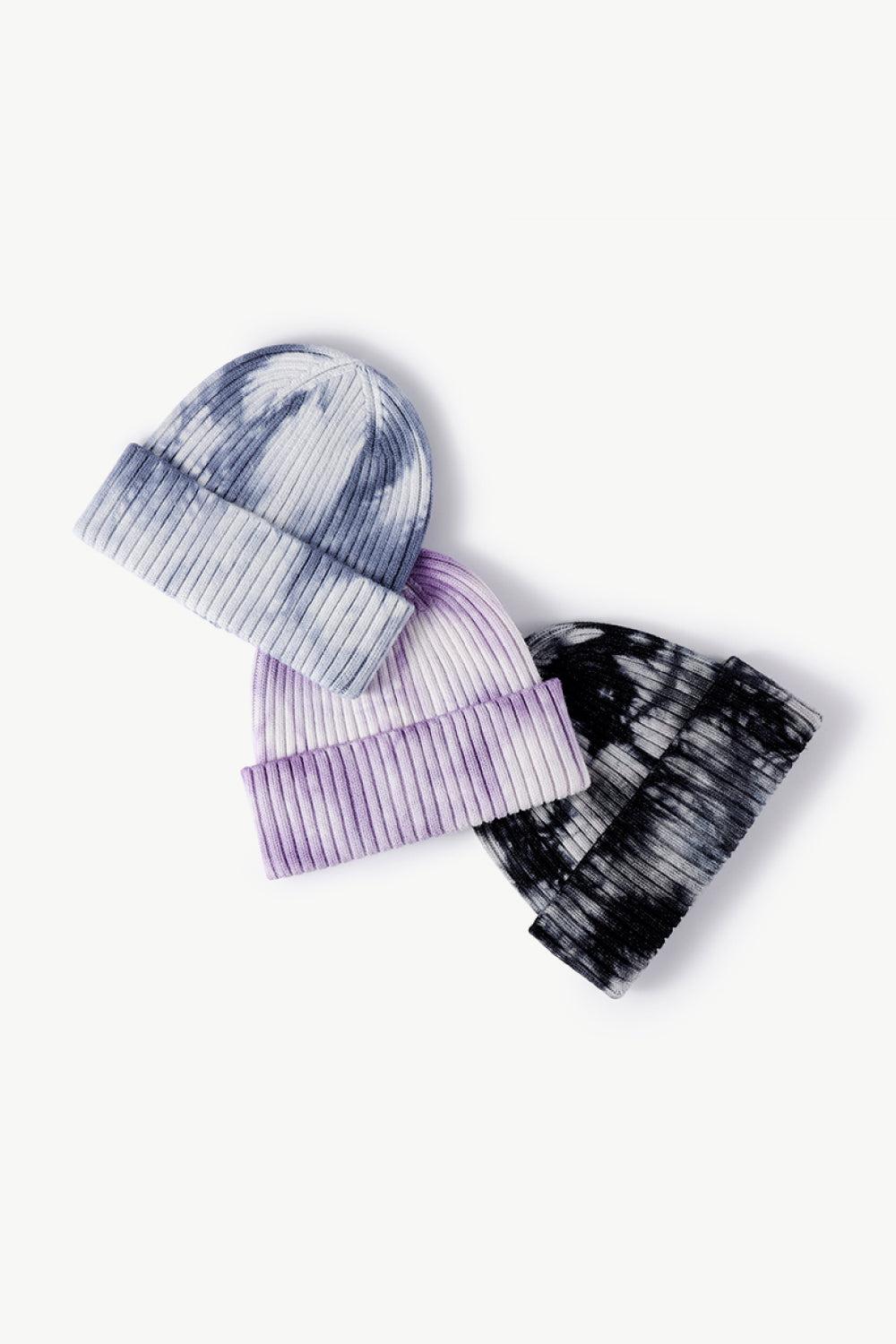 Tie-Dye Ribbed Cuffed Beanie BLUE ZONE PLANET