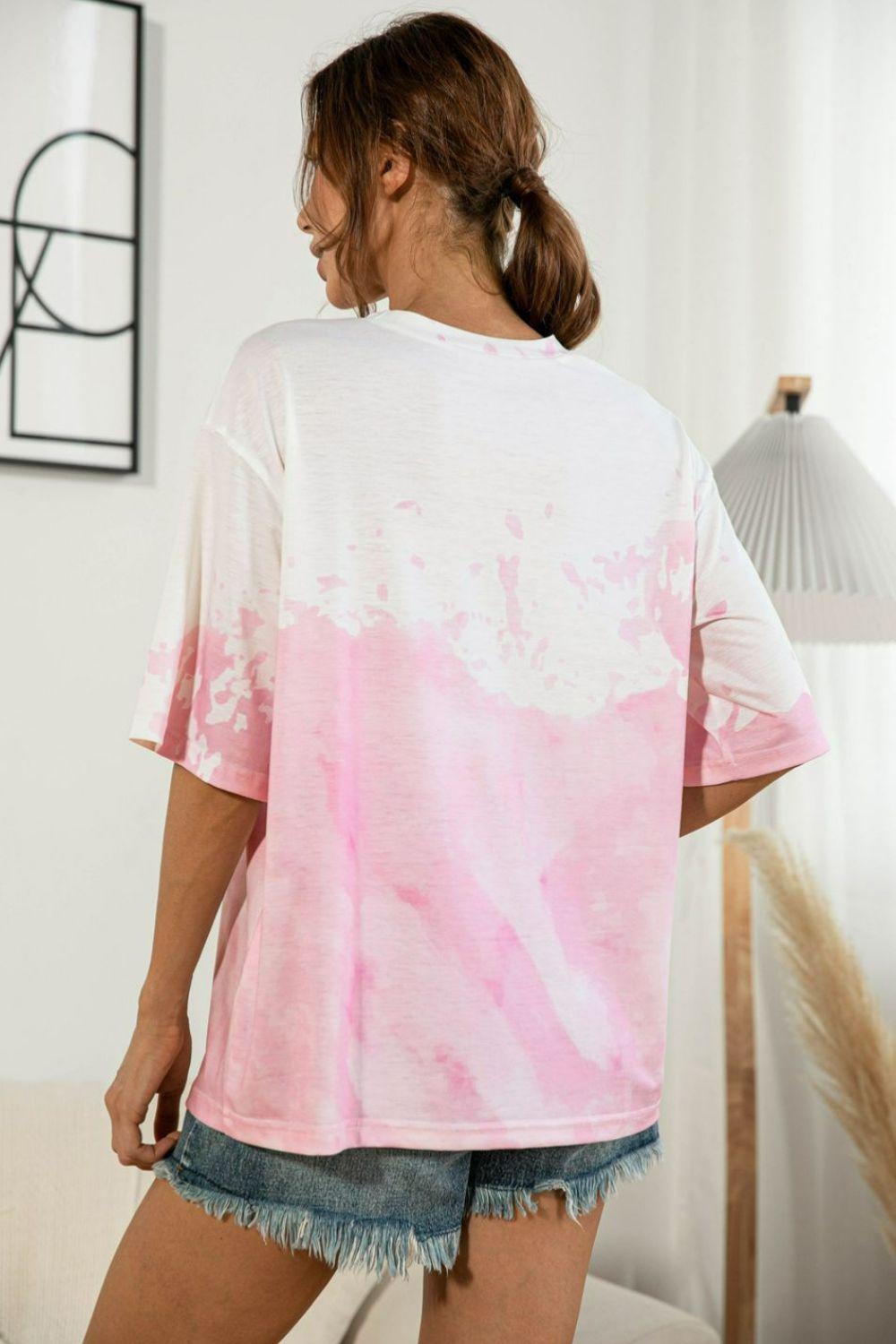 Tie-Dye Round Neck Tee Shirt BLUE ZONE PLANET