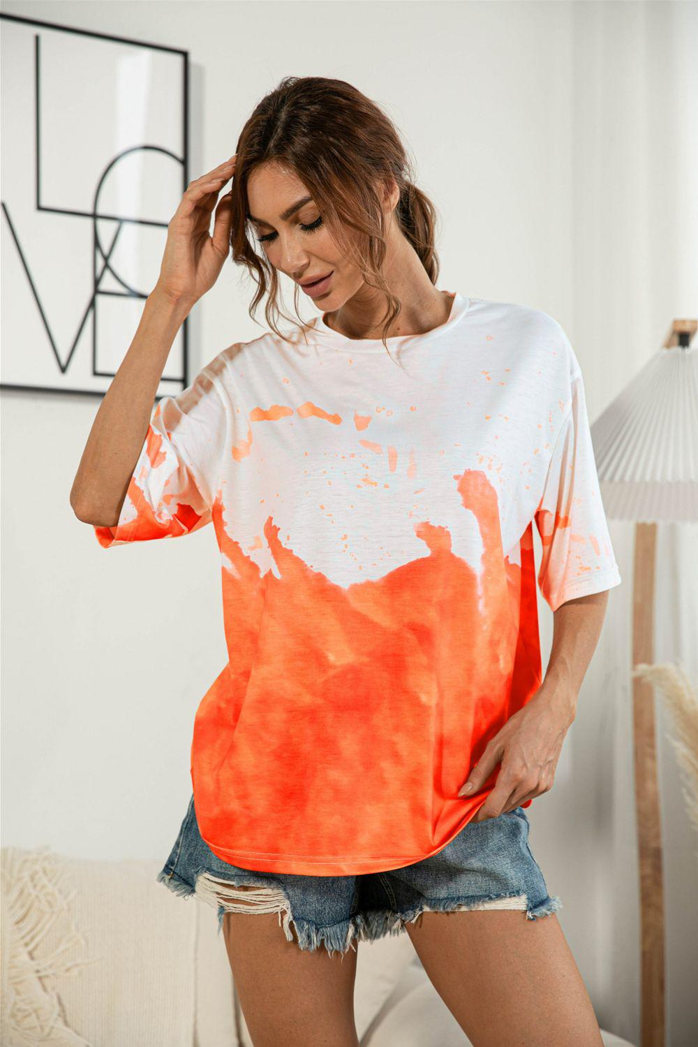 Tie-Dye Round Neck Tee Shirt BLUE ZONE PLANET