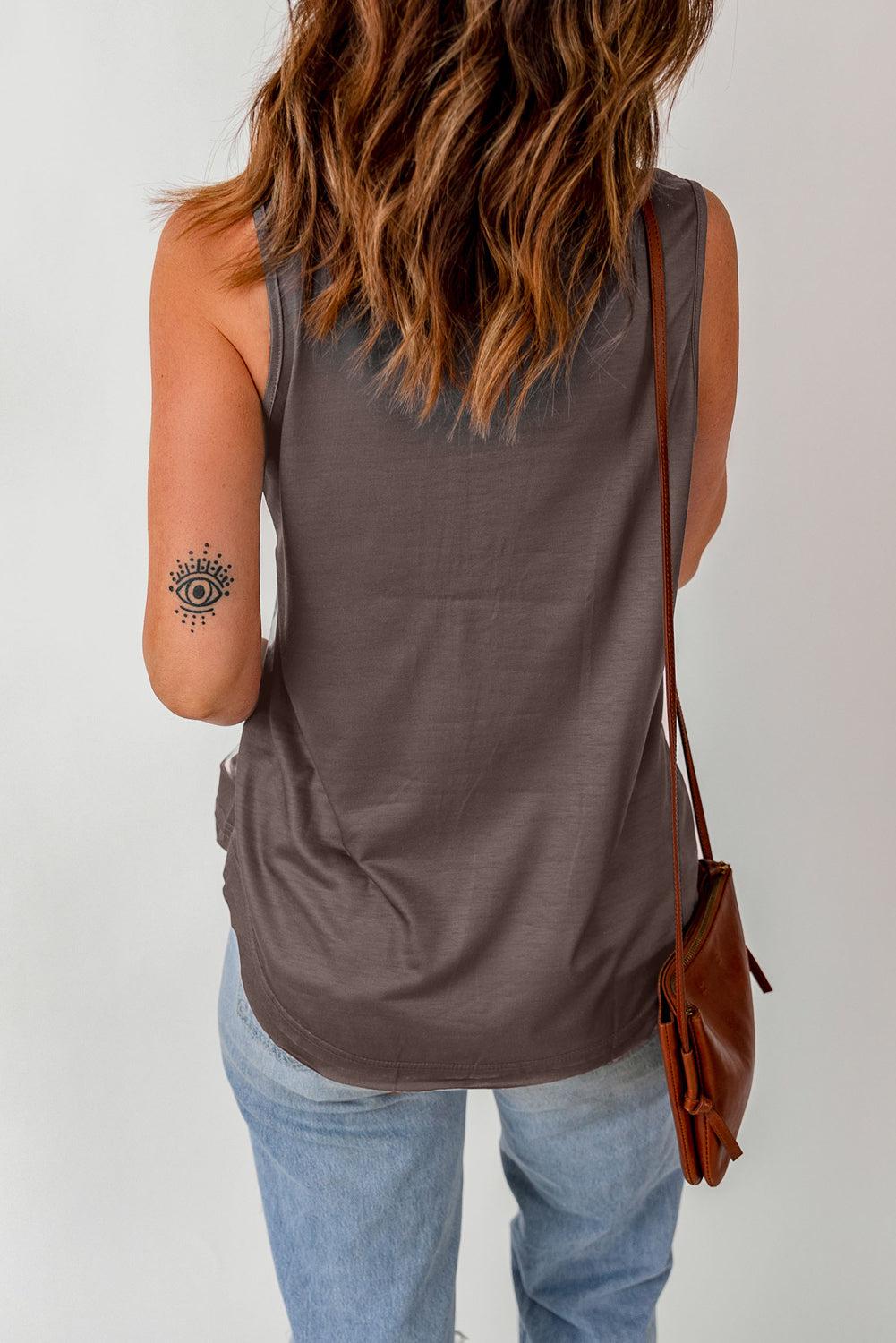 Tie-Dye Scoop Neck Henley Tank BLUE ZONE PLANET