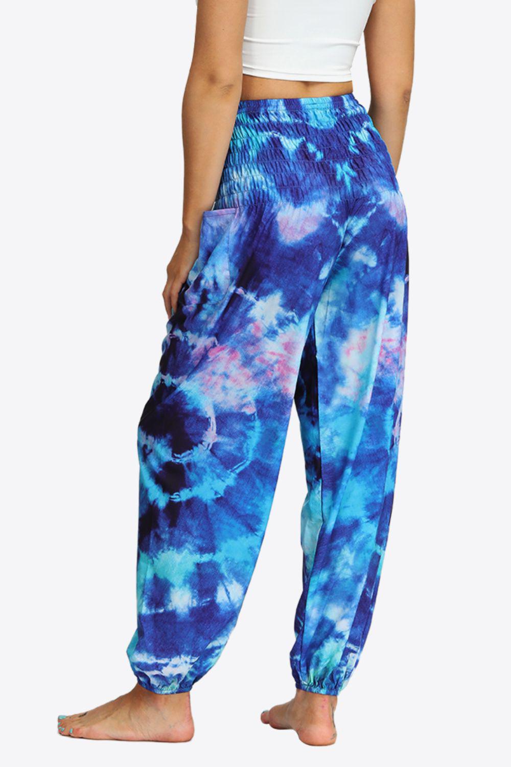 Tie-Dye Smocked Joggers BLUE ZONE PLANET