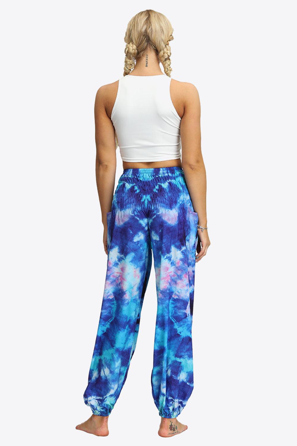 Tie-Dye Smocked Joggers BLUE ZONE PLANET