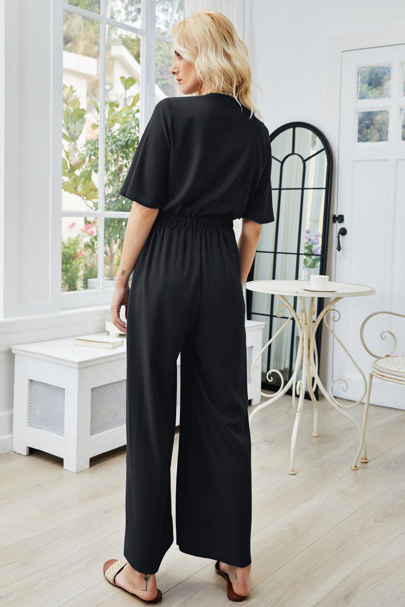 Tie Front Top & Wide Leg Pants Set BLUE ZONE PLANET