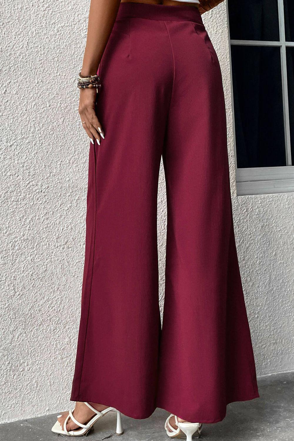 Tie Front Wide Leg Pants BLUE ZONE PLANET