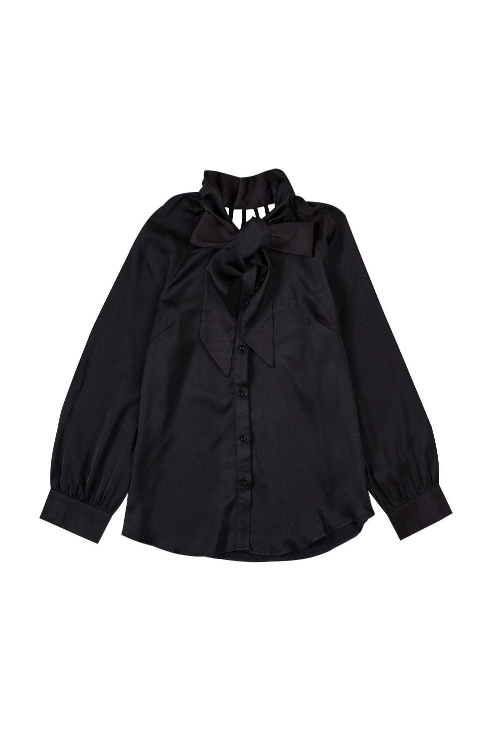 Tie Neck Strappy Back Shirt BLUE ZONE PLANET