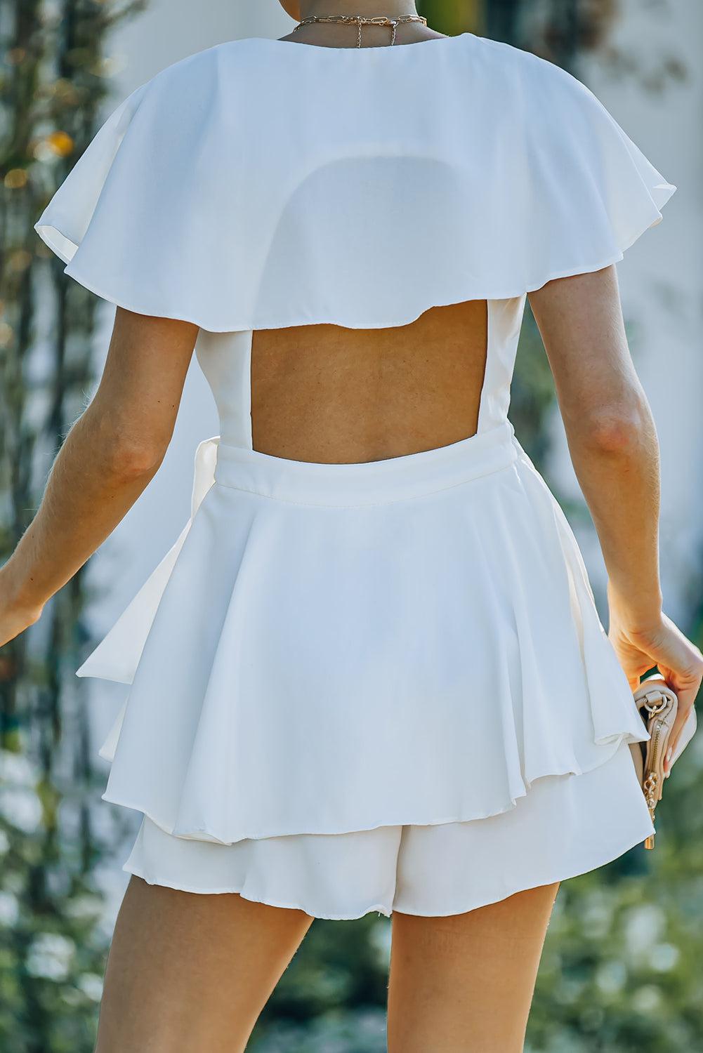 Tie-Waist Surplice Layered Romper BLUE ZONE PLANET