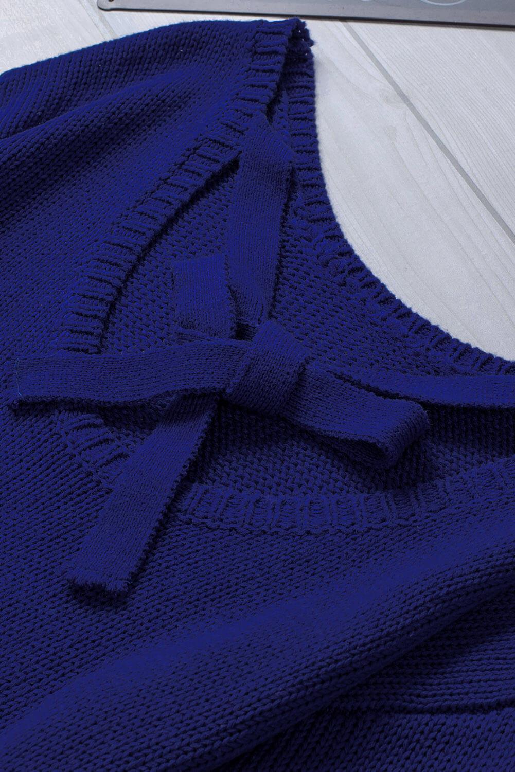 Tied Balloon Sleeve Round Neck Sweater BLUE ZONE PLANET